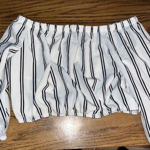 Off the shoulder long sleeve crop top from SHEIN, silk cotton material, size S